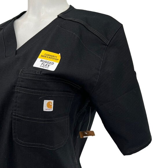 NWT Carhartt Men's Ripstop Rugged Flex Stretch Black Scrub Top Size Small - Picture 6 of 11